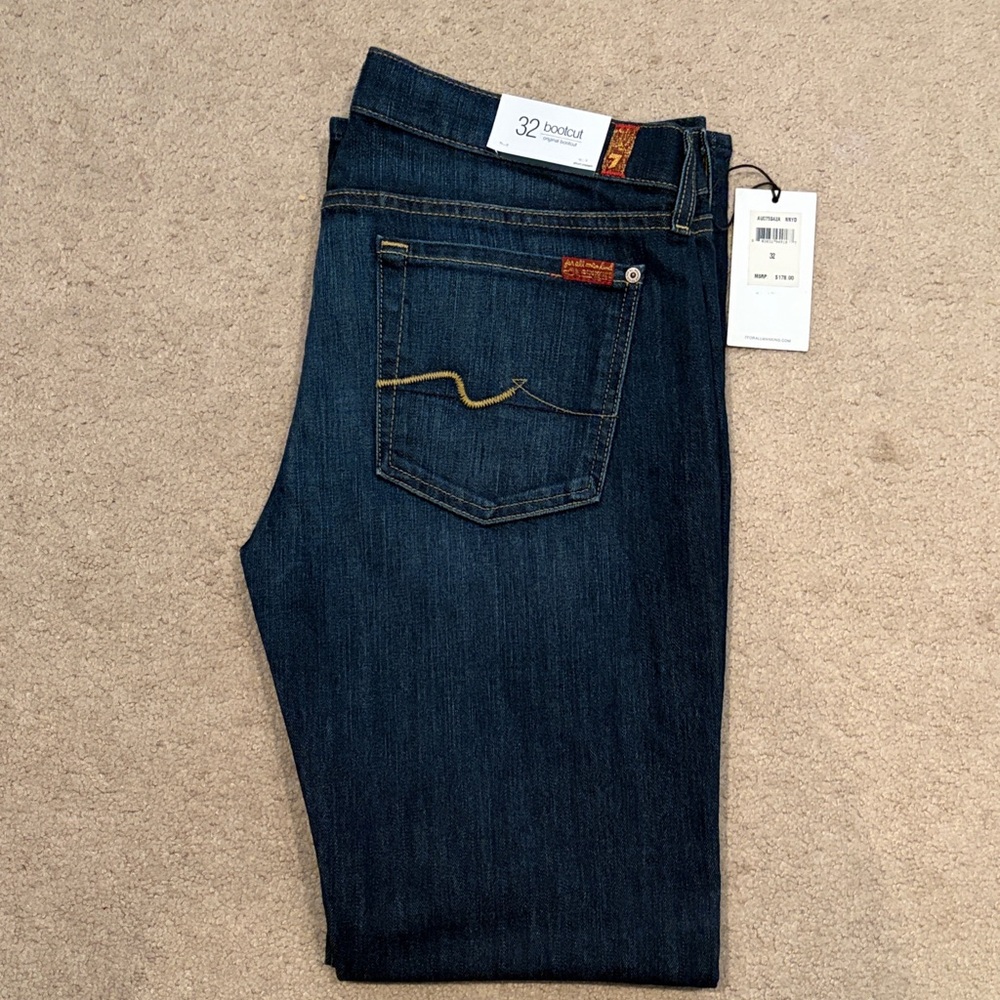 Woman’s 7 for All Mankind Original Bootcut NY Dark Blue Jeans Size 32 NWT